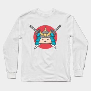 Cute Japanese Samurai Mochi Mascot Long Sleeve T-Shirt